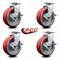 Service Caster 6 Inch Red Poly on Cast Iron Swivel Caster Set with Roller Bearings and Brakes SCC-20S620-PUR-RS-TLB-4 - alternate 3
